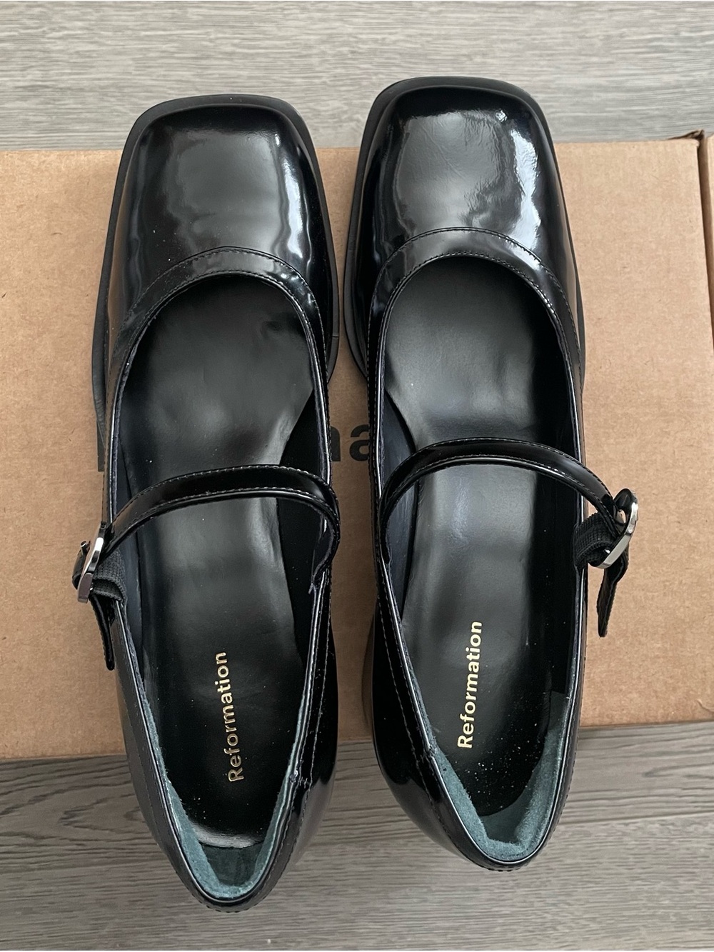 Reformation Black Patent Mary Jane Pumps